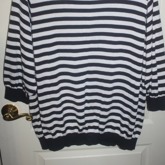 C.D. DANIELS NAVY WHITE STRIPE BEADED Embellushed Top NWT $56 Size 2X - Picture 8 of 8